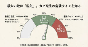 本の保管に最適な湿度40-60%とカビ発生の危険ライン