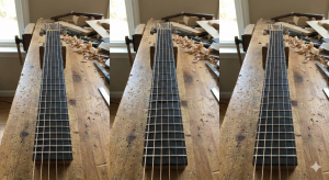 ギターのネックが反っている様子