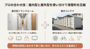 屋内型トランクルームと屋外コンテナを荷物の特性で使い分けるプロの技