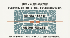 御茶ノ水のトランクルーム選びの黄金律と北側（湯島・本郷）・南側（神田・駿河台）のエリア分け