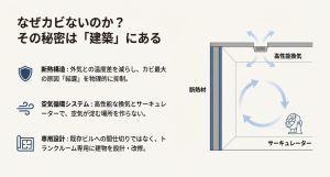 ストレージ王のカビ対策 断熱材と空気循環システムの仕組み図解