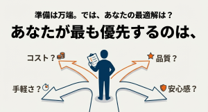 あなたの優先順位はコスト・手軽さ・品質・安心感のどれですか？