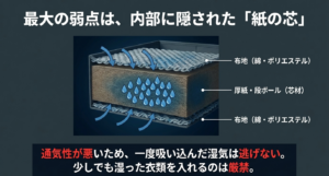 布製ボックスの最大の弱点である内部の紙の芯