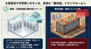 推奨する空調完備の屋内型スペースと絶対回避すべき屋外コンテナ型