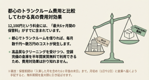 都心のトランクルーム費用と比較したminikuraの半年間保管料無料の費用対効果