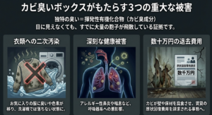カビ臭いボックスがもたらす衣類や健康への被害と退去費用