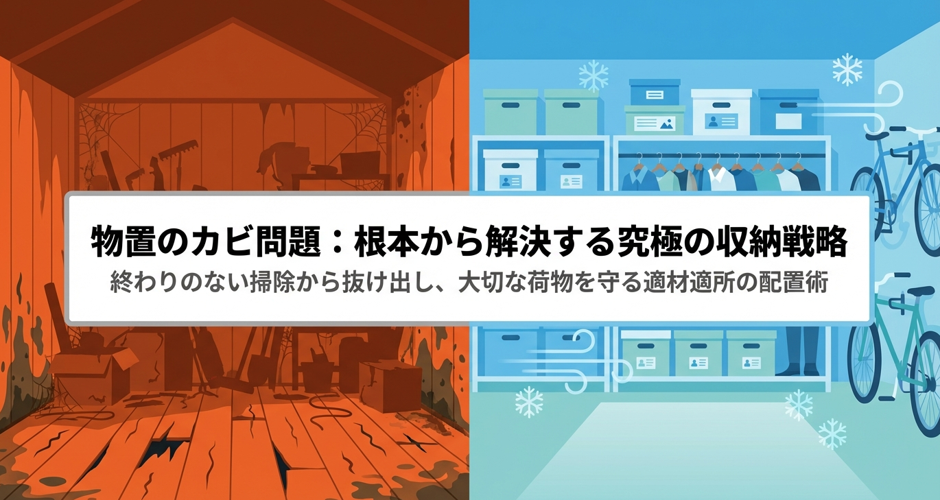 物置のカビ問題を根本から解決する究極の収納戦略のタイトルスライド