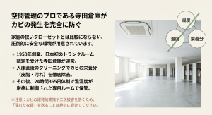 トランクルーム運営の寺田倉庫による徹底した温湿度管理で衣類のカビを防ぐ保管環境