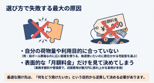 トランクルームの選び方で失敗する最大の原因である月額料金の