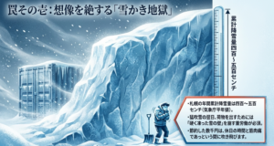 札幌の累計降雪量と屋外コンテナ利用時の過酷な雪かきの負担